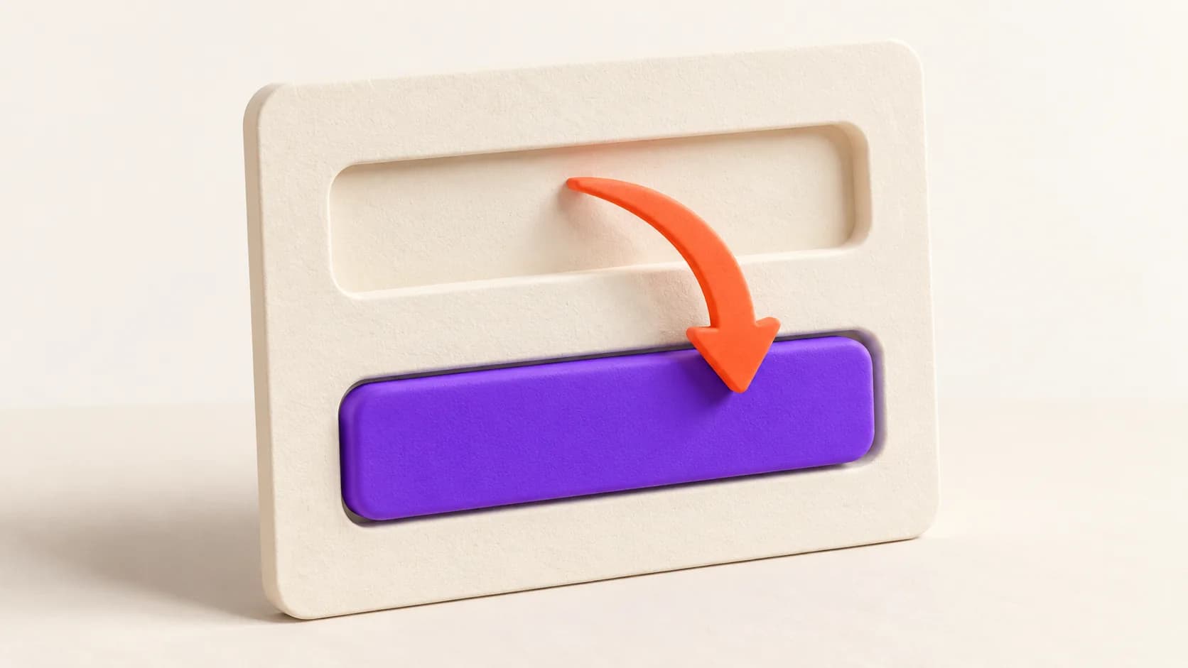 One violet appointment tile moving from an empty upper slot to a lower slot on a cream scheduling board